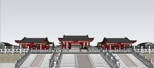 Sketchup古建筑模型|多层寺庙，古寺古庙，中式风格，古建