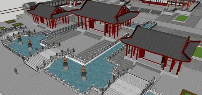 Sketchup古建筑模型|多层寺庙，古寺古庙，中式风格，古建