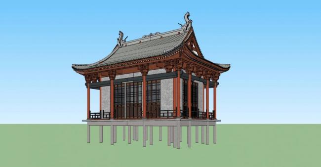 Sketchup古建筑模型|古建，阁楼，中式风格
