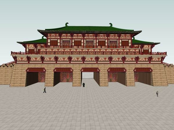 Sketchup古建筑模型|多层城门，丹凤门城门，中式风格，古建