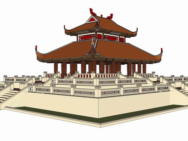 Sketchup古建筑模型|大殿，中式风格，多层古建