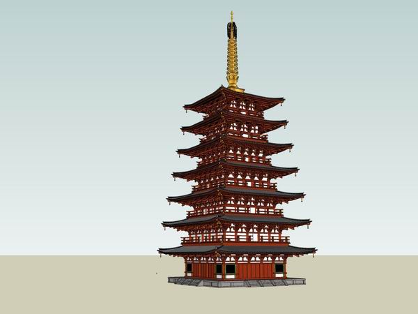 Sketchup古建筑模型|多层古塔，中式风格，古建