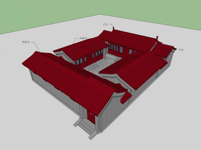 Sketchup古建筑模型|多层四合院，中式风格，古建