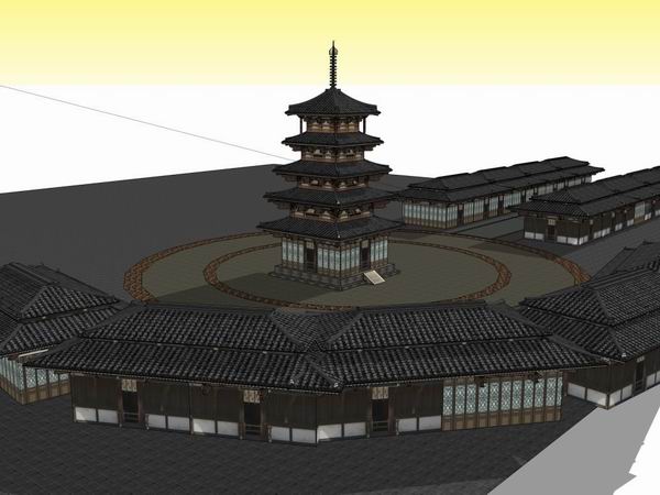 Sketchup古建筑模型|多层古塔，中式风格 ，古建