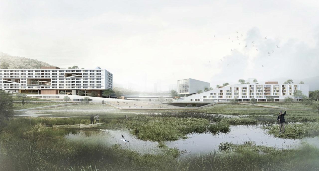 BIM建筑|“塘畔隐园”—深圳市第二十八高级中学建筑方案设计 / 一境建筑设计